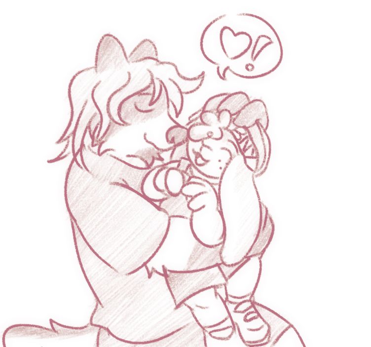 Ruby getting a hug from Dad
