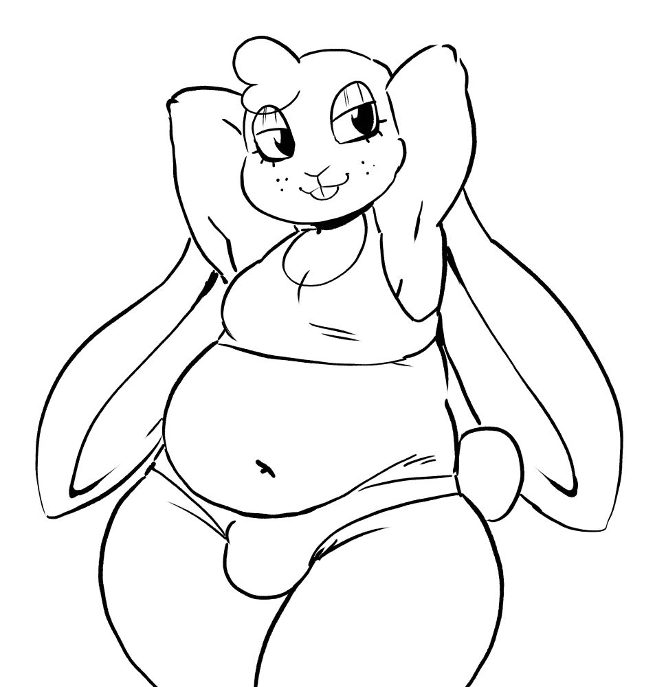 Rabbit!Ruby posing in just a sport bra and undies.