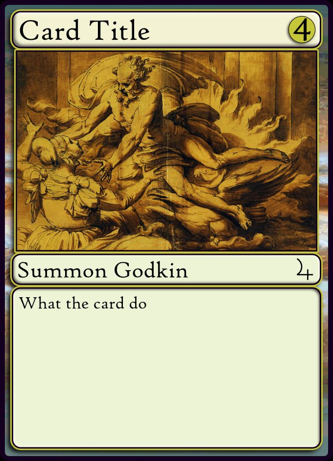 A card template with art of the Roman god Jupiter.