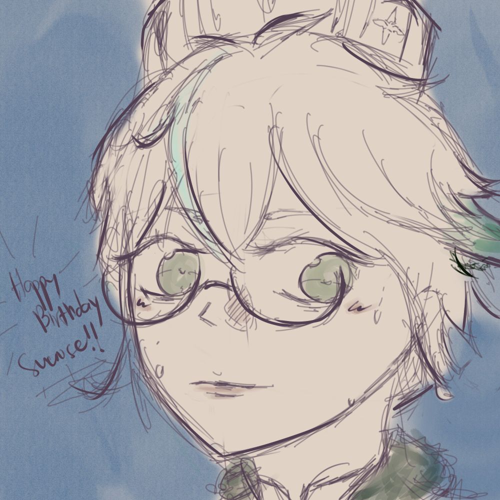 a sketch of sucrose, a character from the game Genshin Impact.