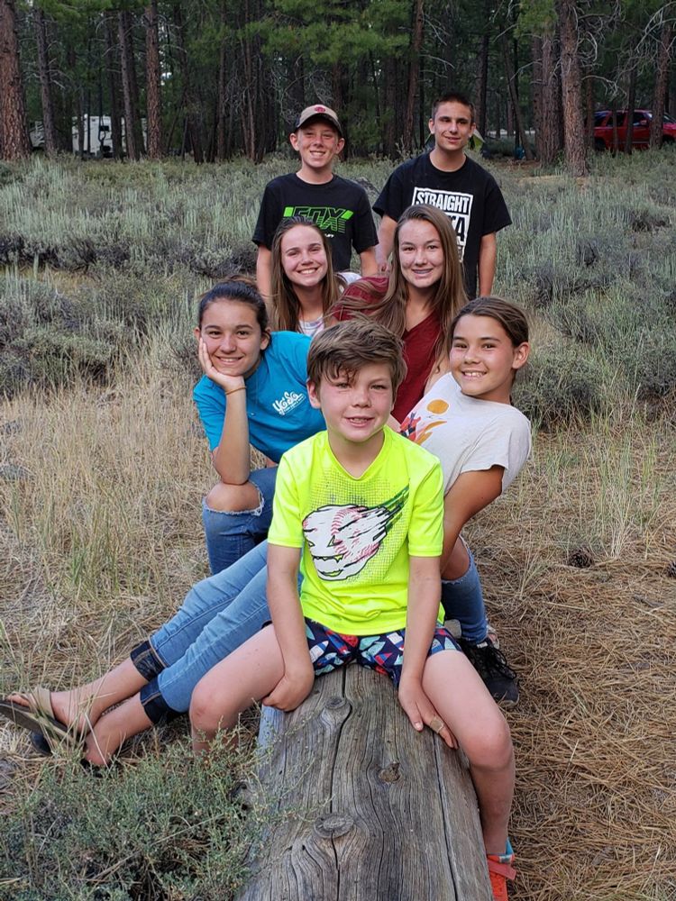 A bunch of really great kids on a camping trip.