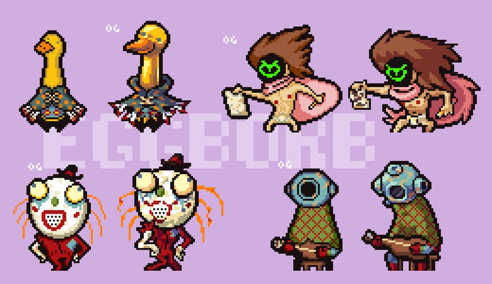 Resprites for Geese, Garth, Wally, and Bo from LISA: The Painful.