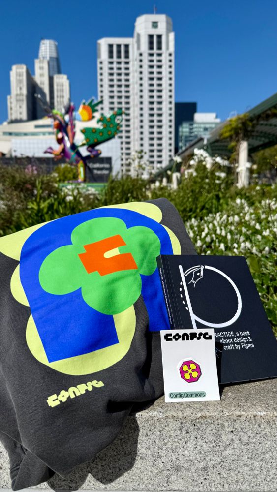 Swag mentioned in post neatly lined up with San Francisco skyline in the background