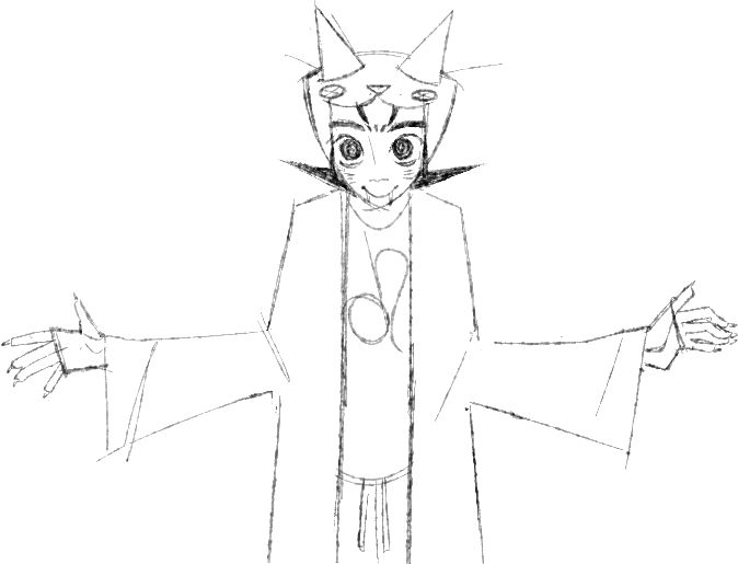 An image of Nepeta from Homestuck with her arms thrown wide to the side, almost in a "where my hug at" pose, but only from the elbows, forearms are pressed tightly to her torso. She stares at you specifically