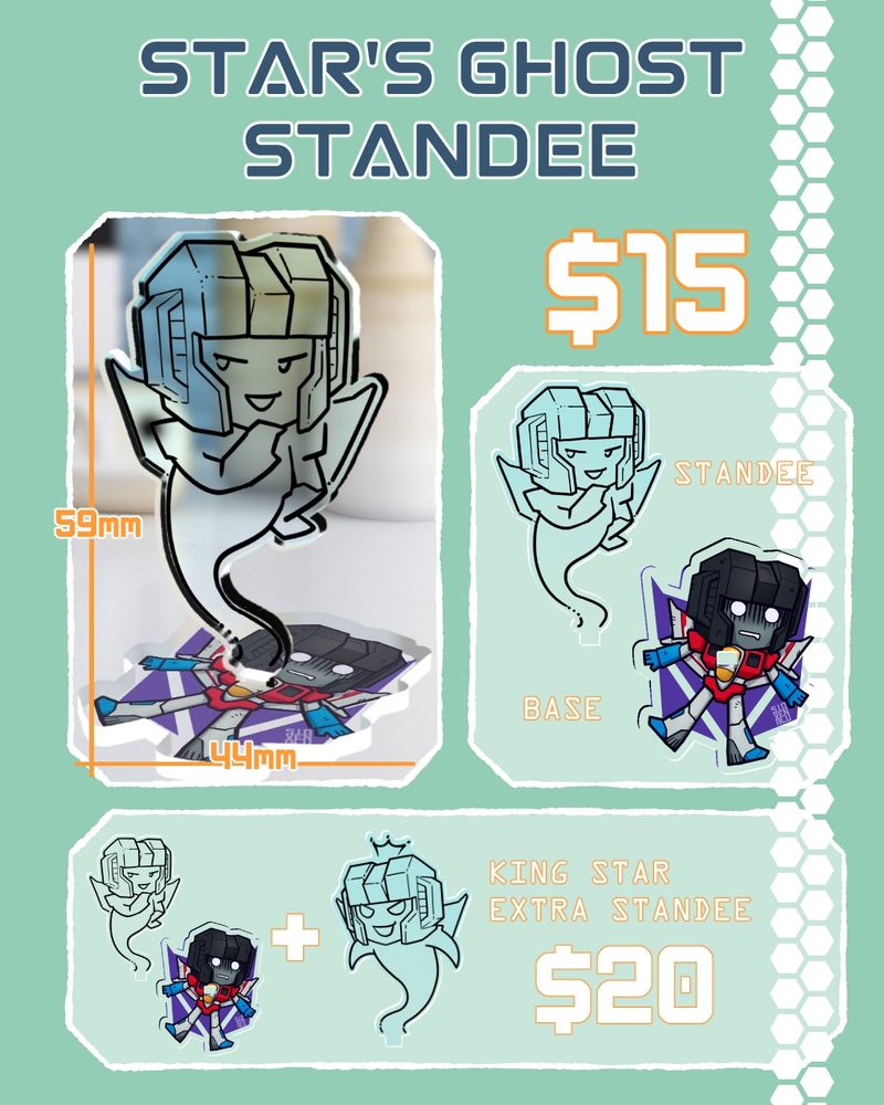 There is also an acrylic standee of Starscream's Ghost. 