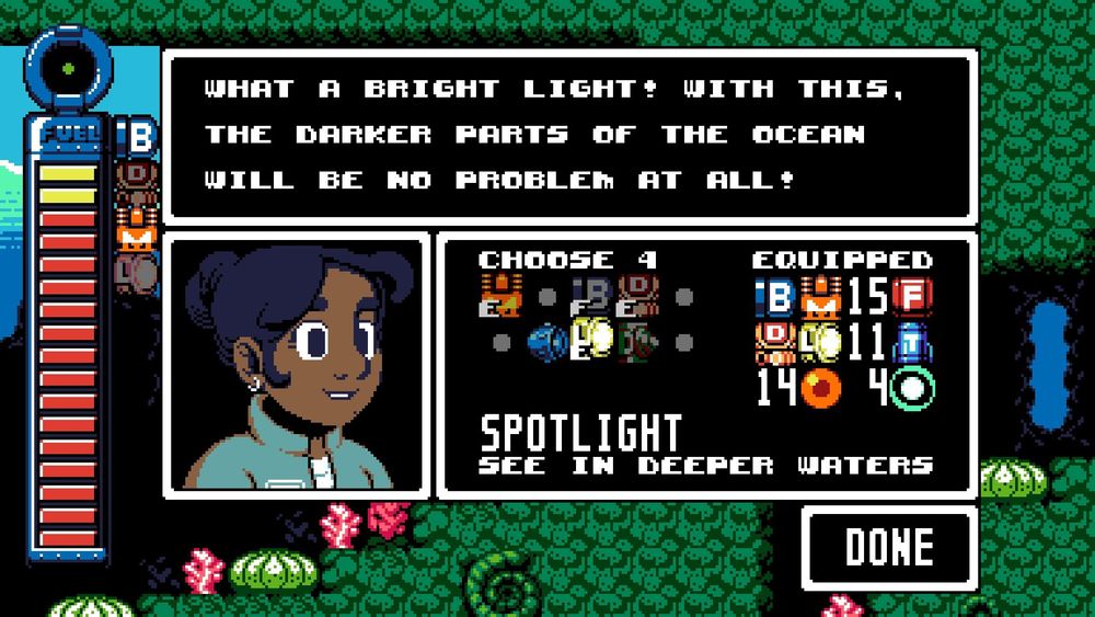 "What a bright light! With this, the darker parts of the ocean will be no problem at all!"
The spotlight makes the final area much easier to navigate.