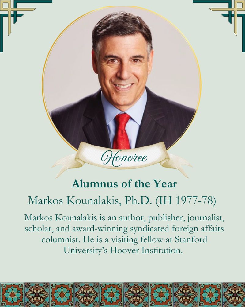 Markos Kounalakis (IH 1977-78) honoree for I-House Alumnus of the Year