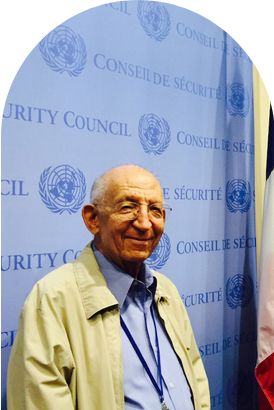 Dr. Abdel Abbadi standing in front of a United Nations Security Council backdrop.Alumni Spotlight: 
Dr. Abdel Abbadi

Dr. Abdelkader Abbadi came to UC Berkeley from Morocco as a Fulbright Scholar in 1959, living and learning at I-House. He dedicated 30 years to work with the United Nations Secretariat, serving as a diplomat, correspondent and journalist.