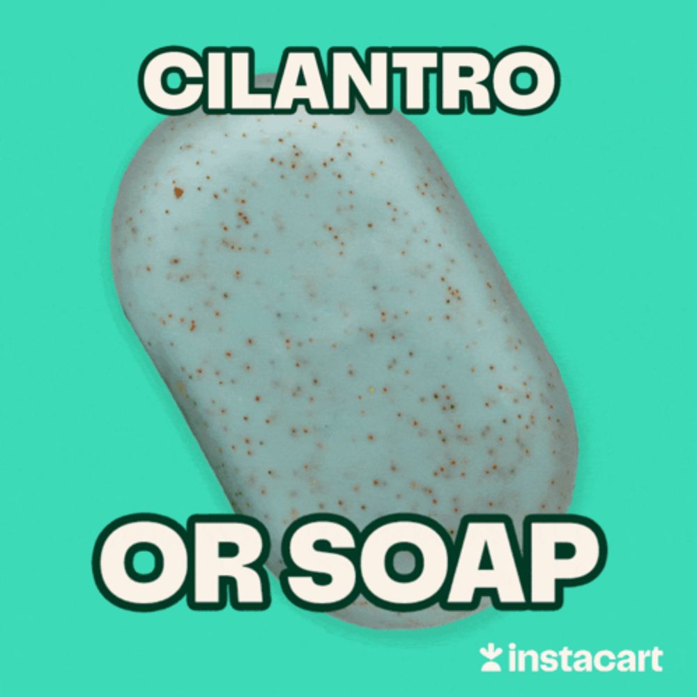 an advertisement for cilantro or soap with a picture of cilantro and soap