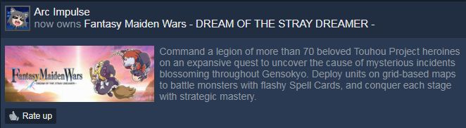 A Steam account redeeming the new release for Fantasy Maiden Wars