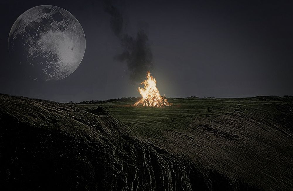 Bonfire on a hillside