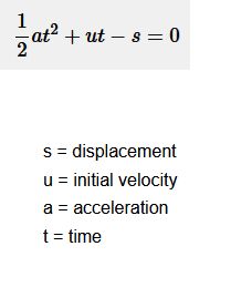 Math stuff for finding a time value from acceleration, initial velocity and displacement