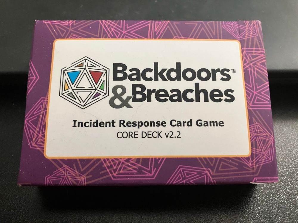 a card deck for the game Backdoors and Breaches, an incident response tabletop card game