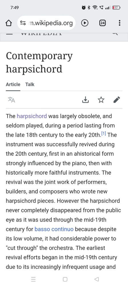 Wikipedia page on Contemporary Harpsichord