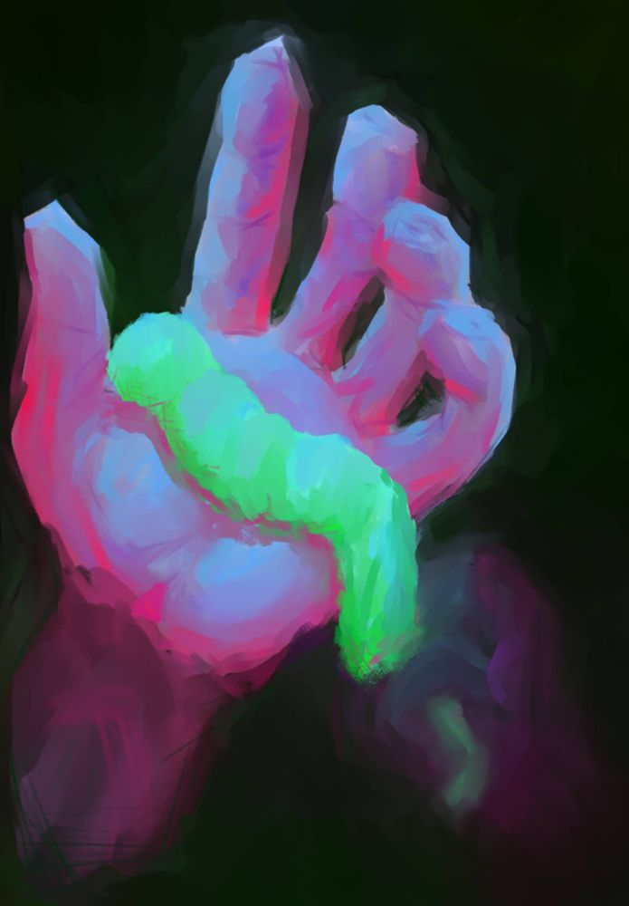 A painting of hands holding something hard to distinguish. 
