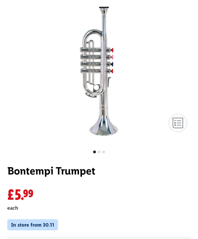 Lidl selling toy trumpets for 5.99. Joy. 