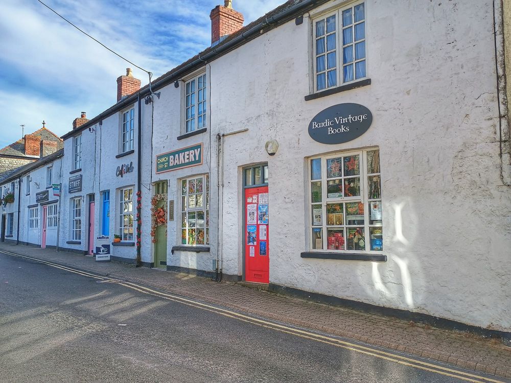 À row of shops in Llanilltud Fawr. 