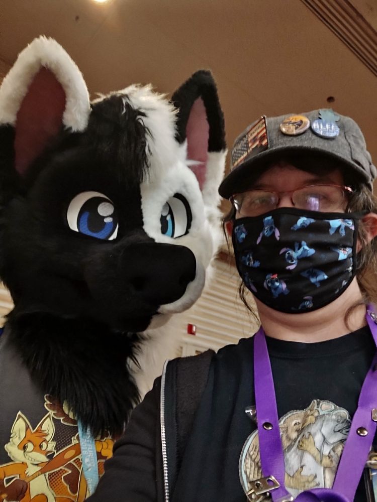 Selfie of Solis the wolf and myself.