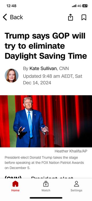 Screenshot of trump proposal for stopping daylight savings 
