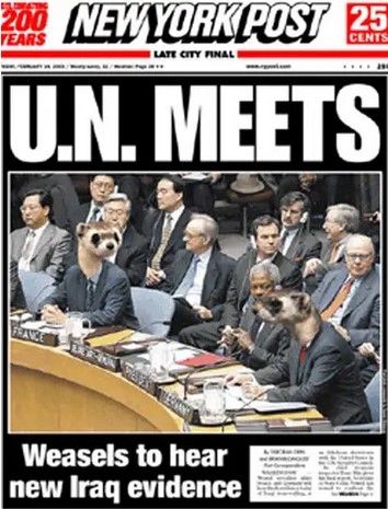 New York Post “Axis of Weasel” cover. 