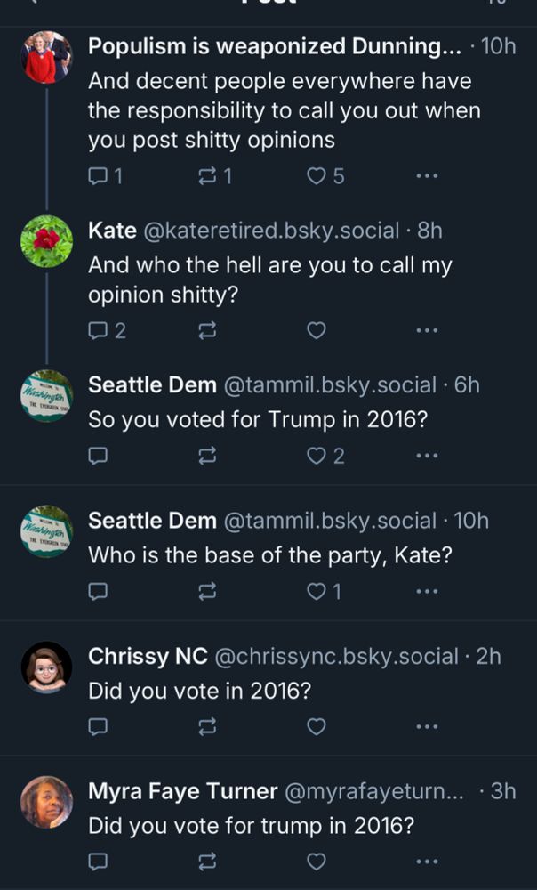 Much like how she won’t answer everyone’s question about who the base of the party is, she won’t say who she voted for in 2016.