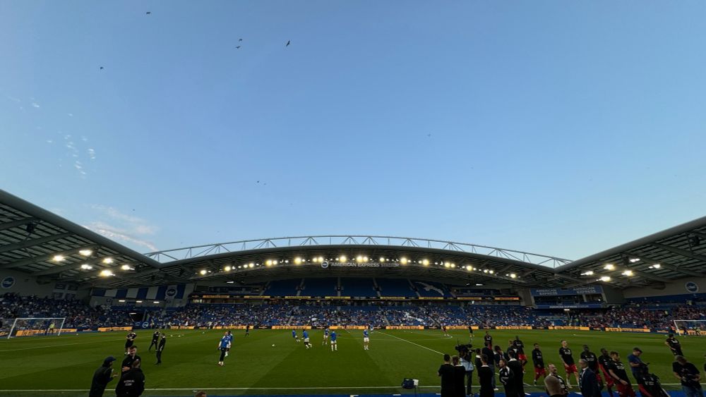The Amex at sunset
