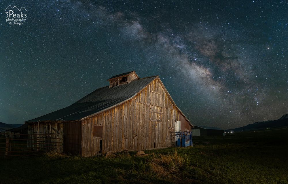 Historic barn and Milky Way in Westcliffe, CO