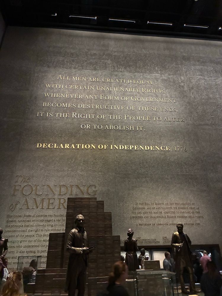 *Spoiler*: Coming out of the dark, narrow, and winding corridors of pre-1776 slavery into this massive golden text was such an awesome design.