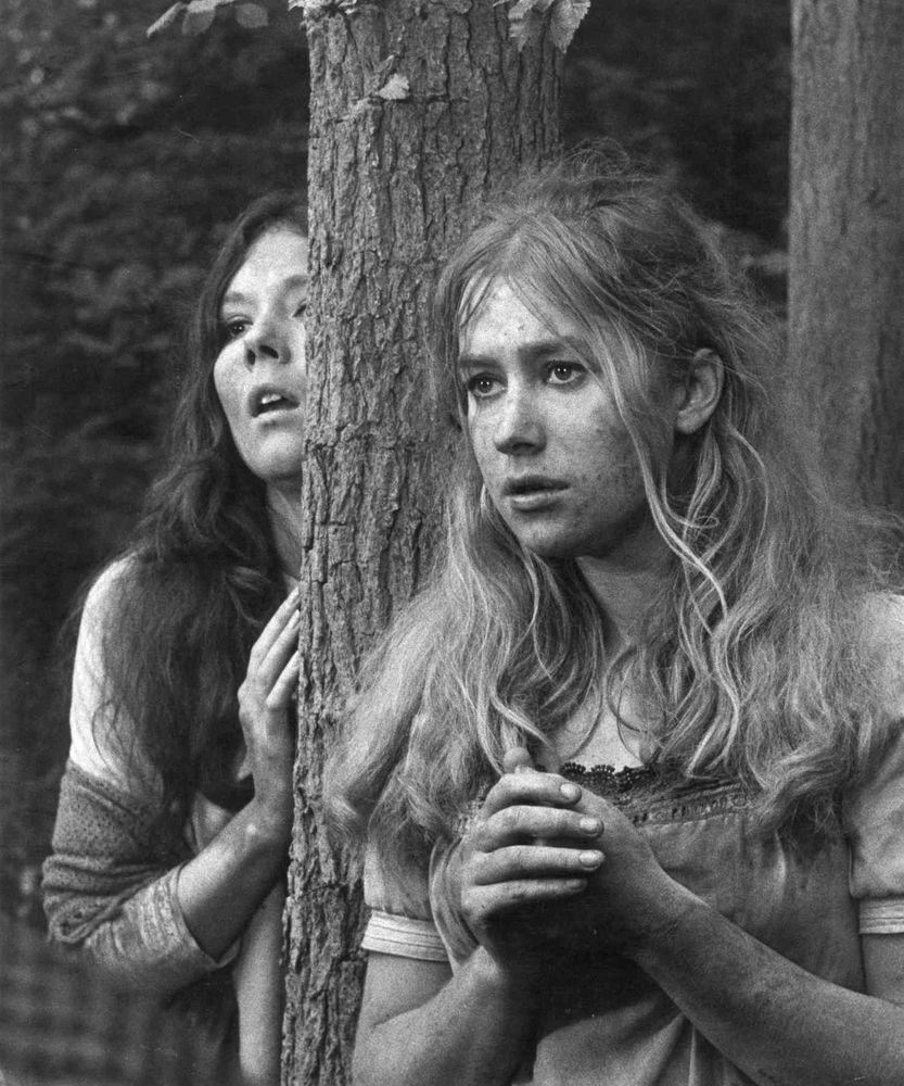 Diana Rigg, as Helena, and Helen Mirren, as Hermia, in the 1968 film version of A Midsummer Night’s Dream. 