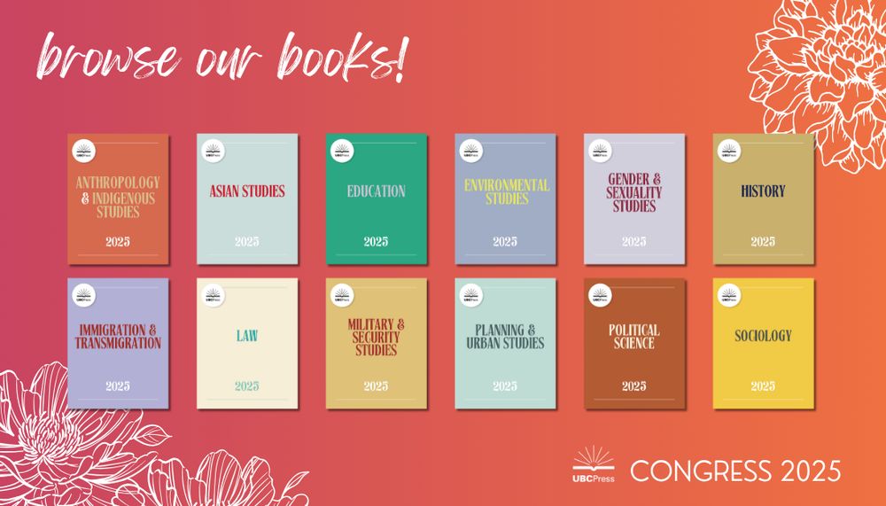 Graphic is a pink to yellow gradient with "Browse our books" in handwritten font in the top right. Graphic shows six rectangles with subjects from Anthropology to Sociology.