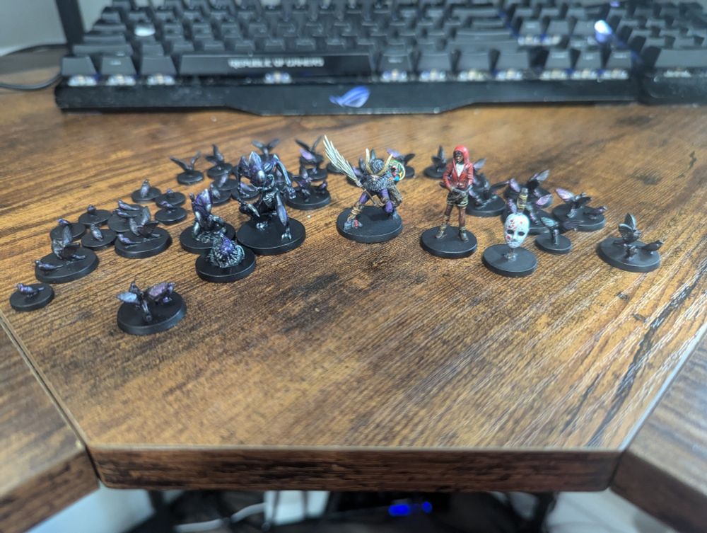 A group of painted minutes for the game Final Girl