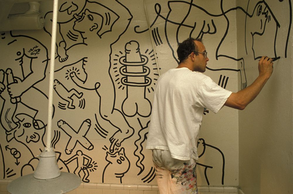 Keith Haring painting Once Upon a Time, 1989, at the LGBT Community Center,