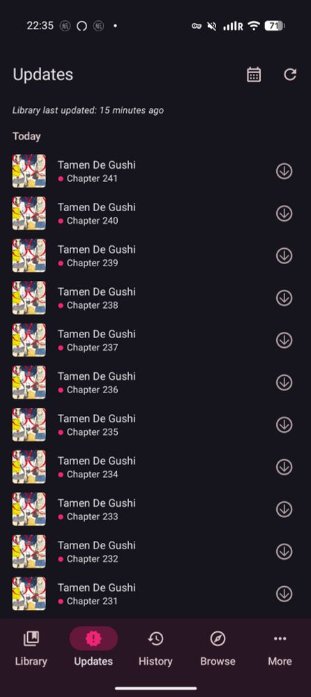 A bunch of their story updates in my inbox 