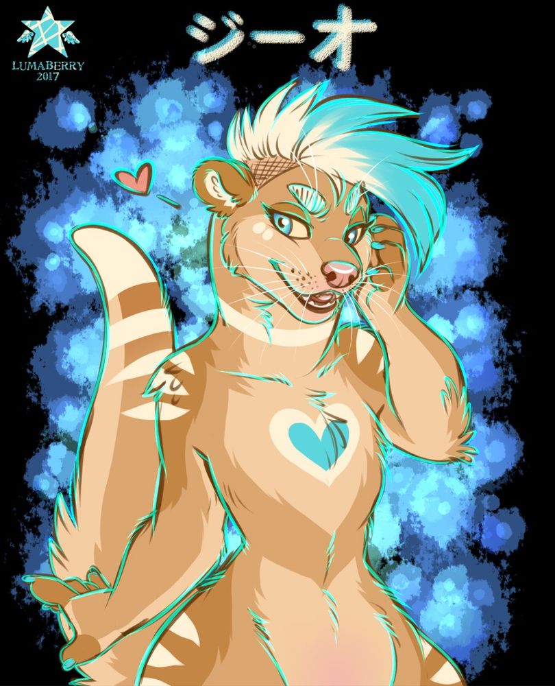 Neon badge commission of anthro furry character.