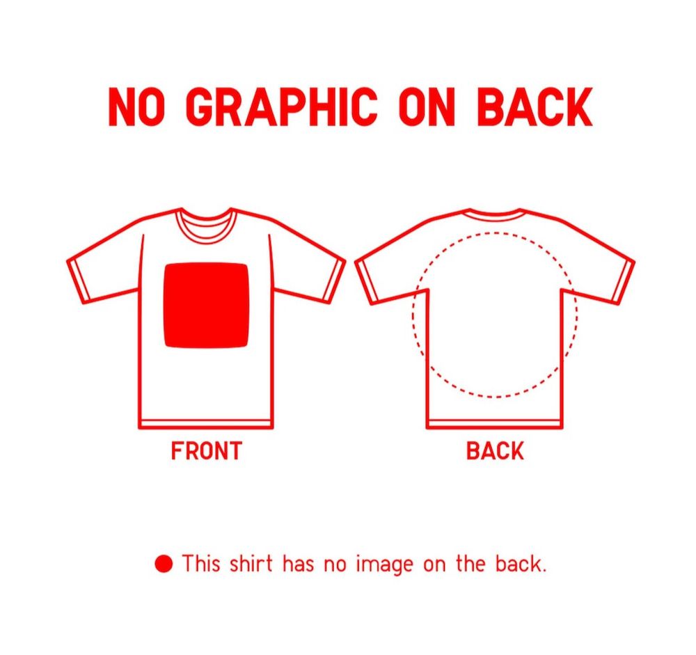 Uniqlo graphic that says no graphic on back of the tshirt 