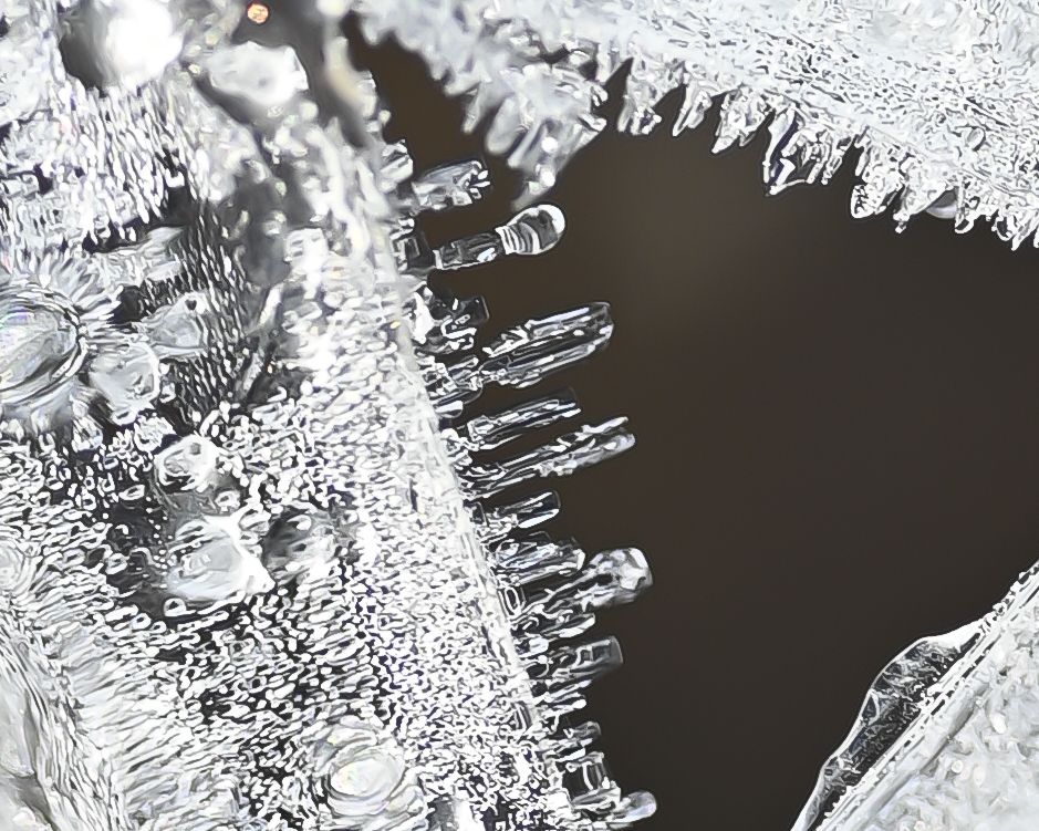 photo of ice crystals forming on a stream.