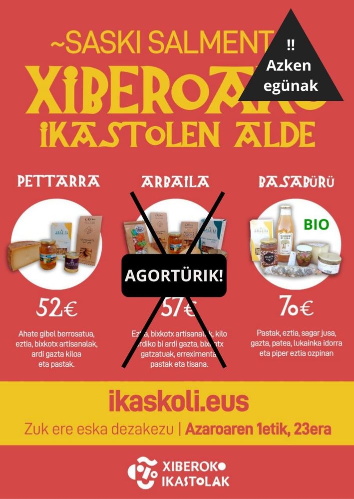 Zuberoako Ikastolen aldeko saski-salmenta.