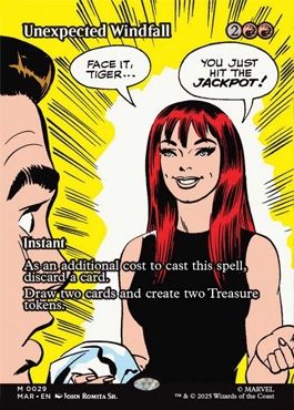 Mtg cards Unexpected Windfall in special Spiderman treatment