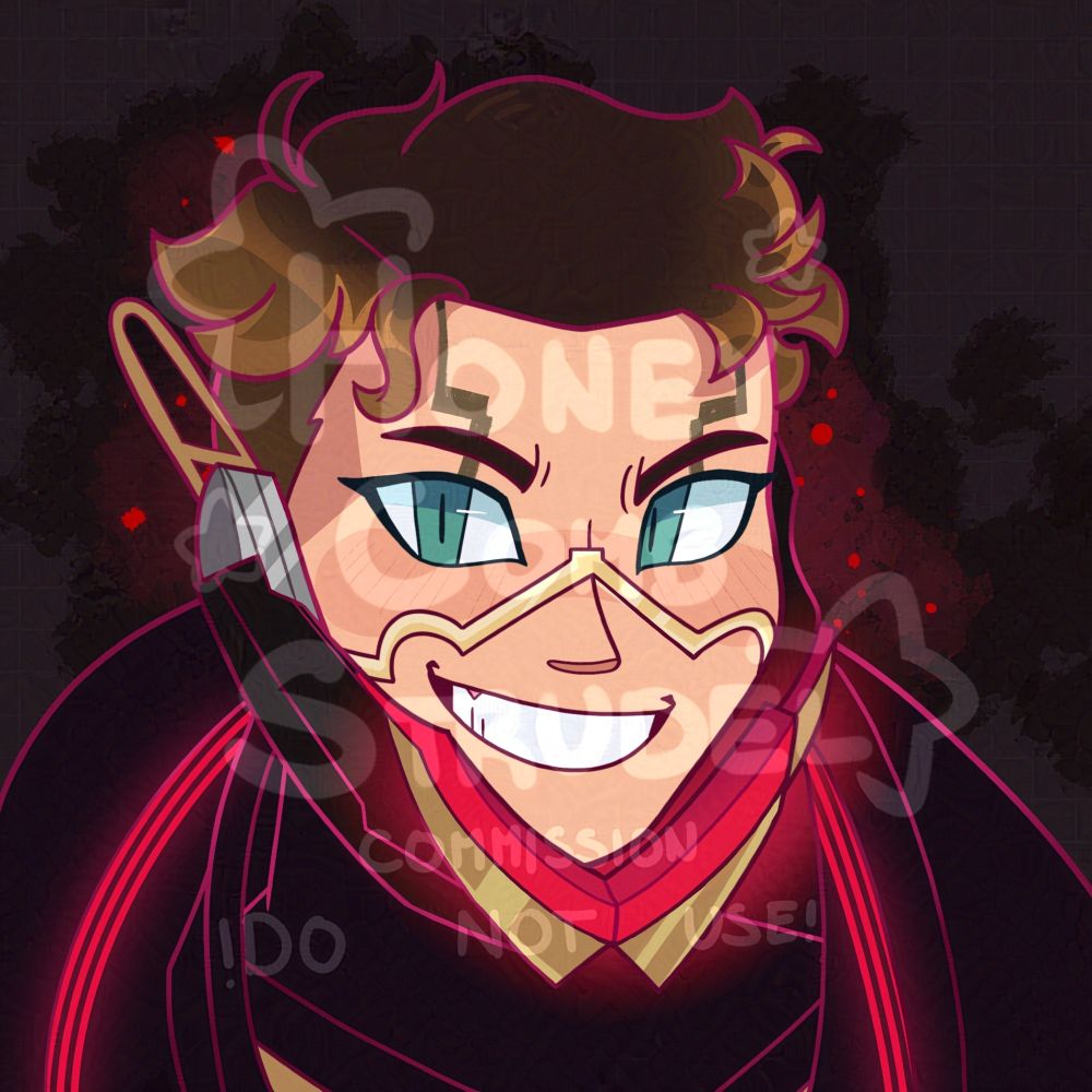 This piece depicts another Drifter character from Warframe 1999 in a stylized, cartoon style. She is grinning towards the viewer with green, almond-shaped eyes. 

Nightshade: harry