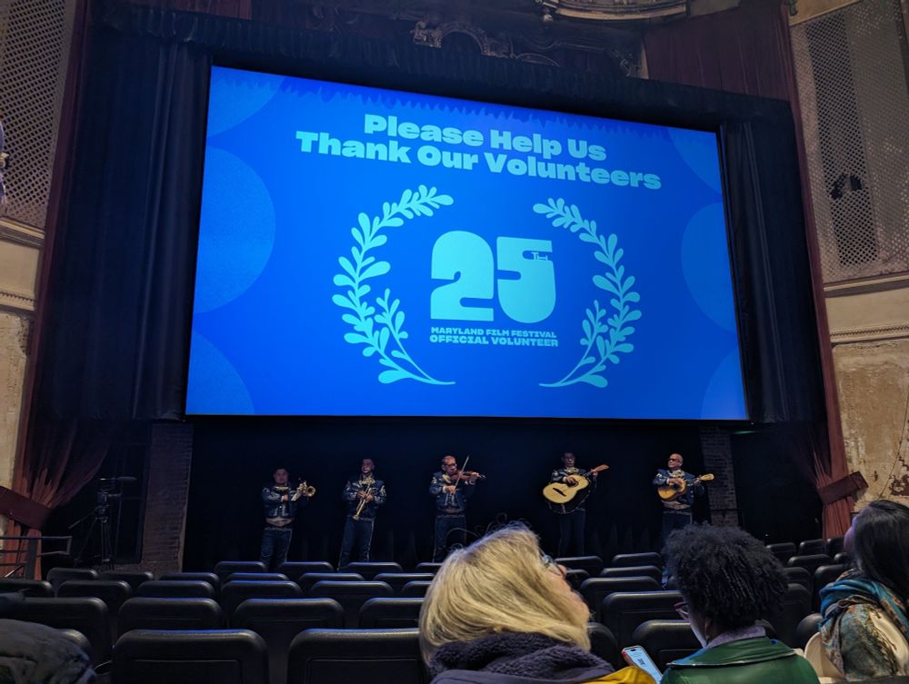 Theater for Maryland Film Festival with mariachi band playing for entering attendees