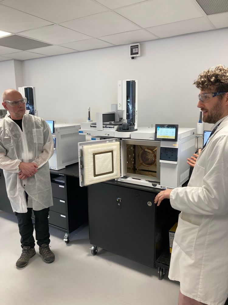 The inside of a gas chromatography mass spectrometer