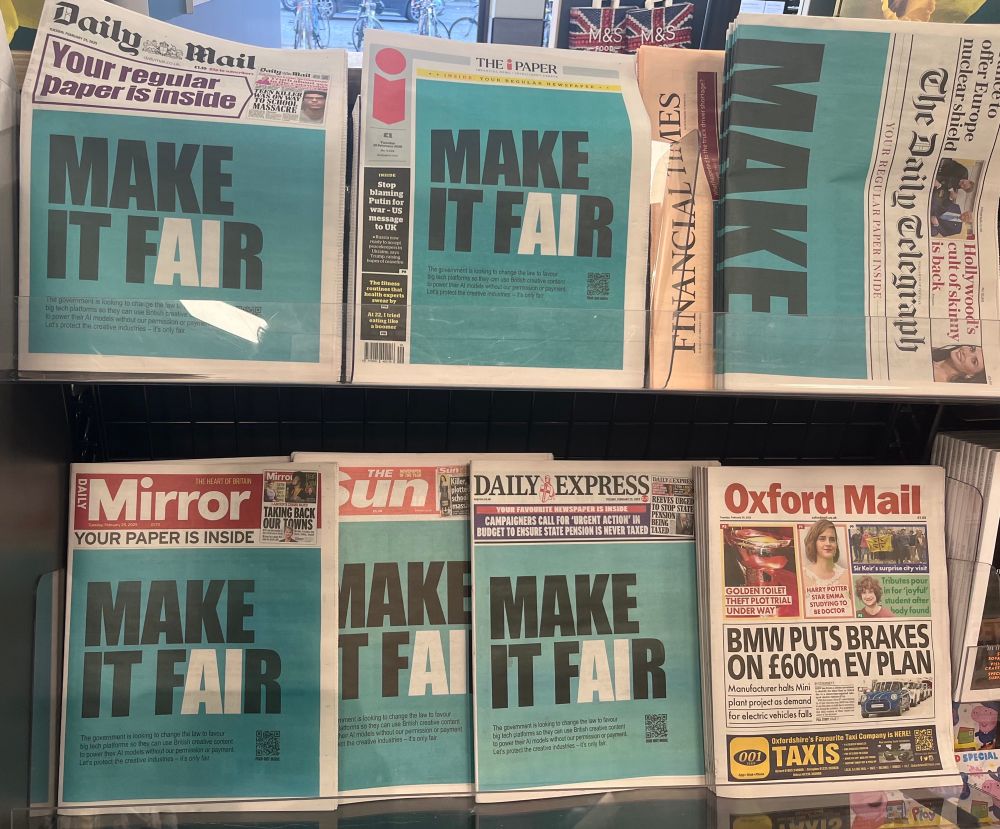 6 uk national newspapers in a stand all with the same front page: ‘make it fair’