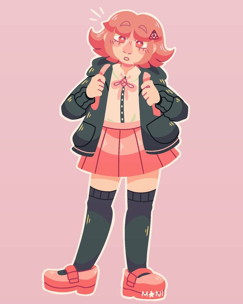 lineless digital full-body and fully colored portrait of chiaki nanami from danganronpa 2.