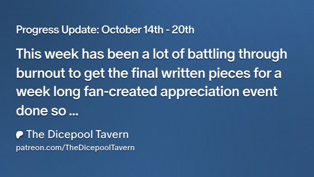 Progress Update: October 14th - 20th | The Dicepool Tavern