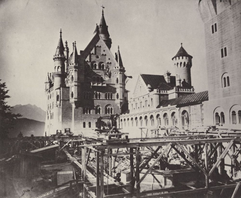 photo
a large castle with wooden scaffold and other bits of construction material