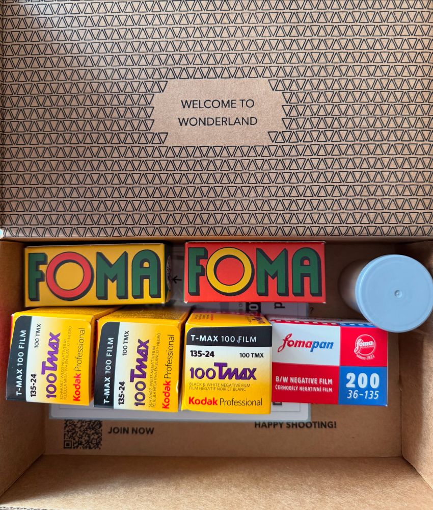 Box of 120/35mm film. 