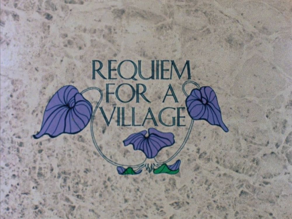 Title card for a short film called requim for a village.