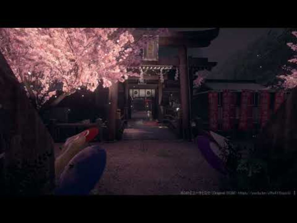 [VRChat]Japan Shrine [spring] - night rain PV 2025