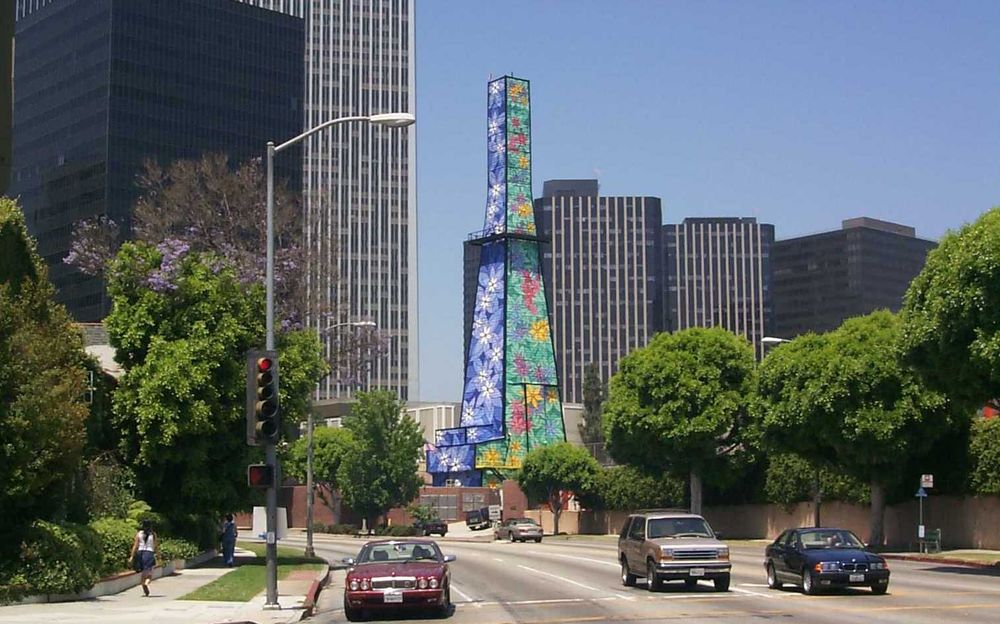a colorful oil tower in LA