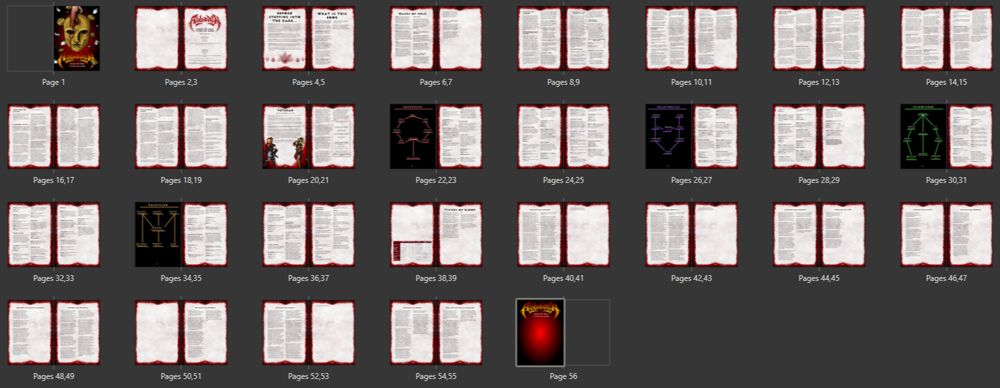 Screenshot of the layout for my first Abbadon expansion book, Masks of Gold Tithes of Blood.
